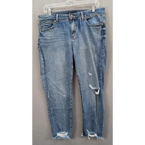 Sincerely Jules Jeans Women's 13/31 Blue Denim Mid Rise Raw Hem‎ Stretch Casual